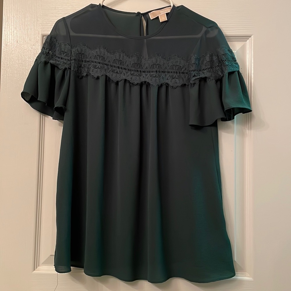 MICHAEL Michael Kors women’s green lace trim blouse